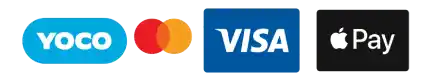 Secure payments by Yoco. Visa, Mastercard and Apple Pay accepted.