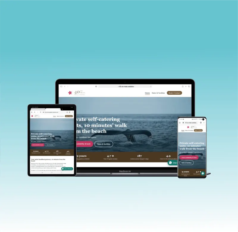 40 on Main Guest House, Hermanus: Custom Booking Website with Live Availability and New Logo