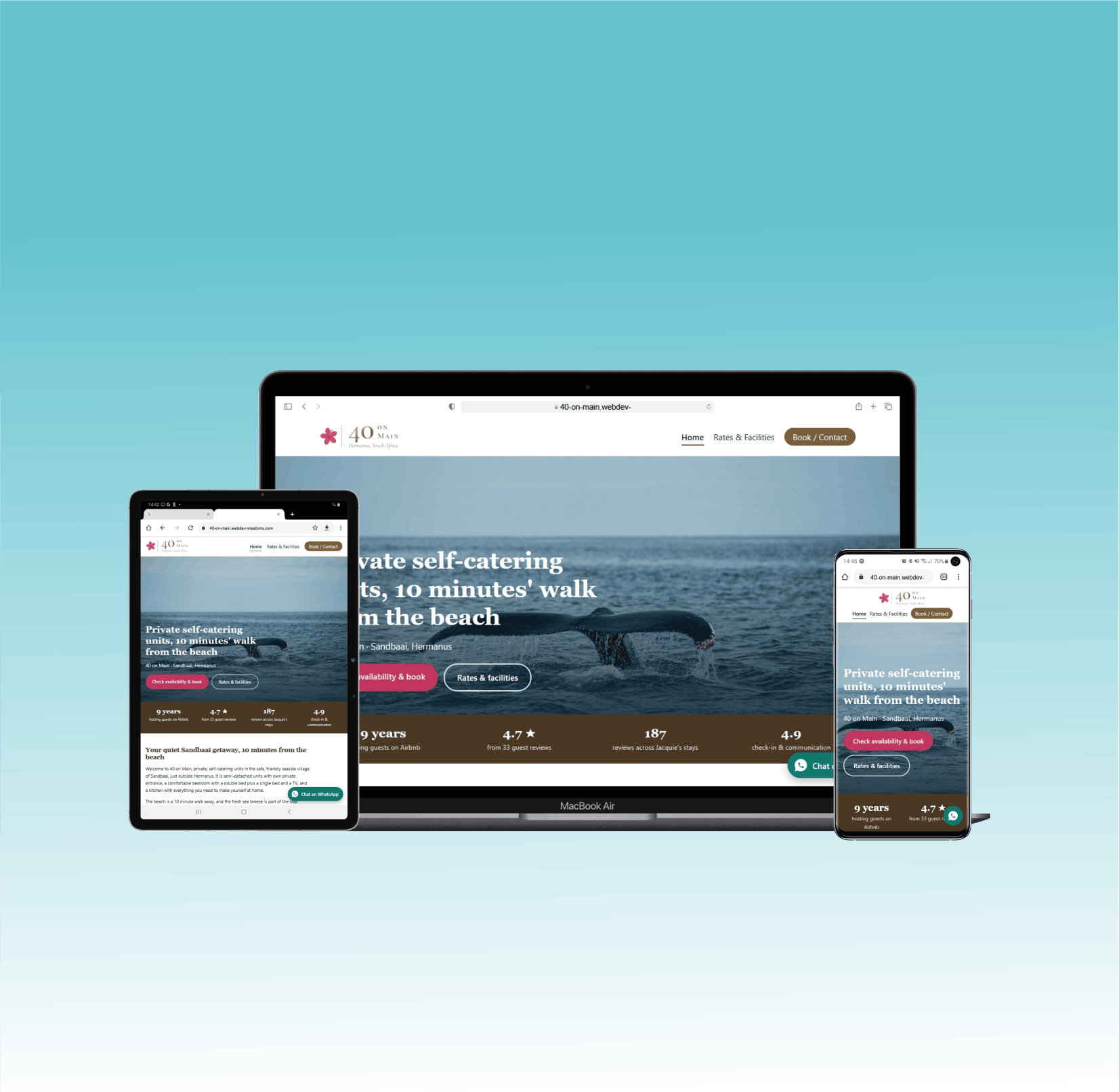 40 on Main Guest House, Hermanus: Custom Booking Website with Live Availability and New Logo